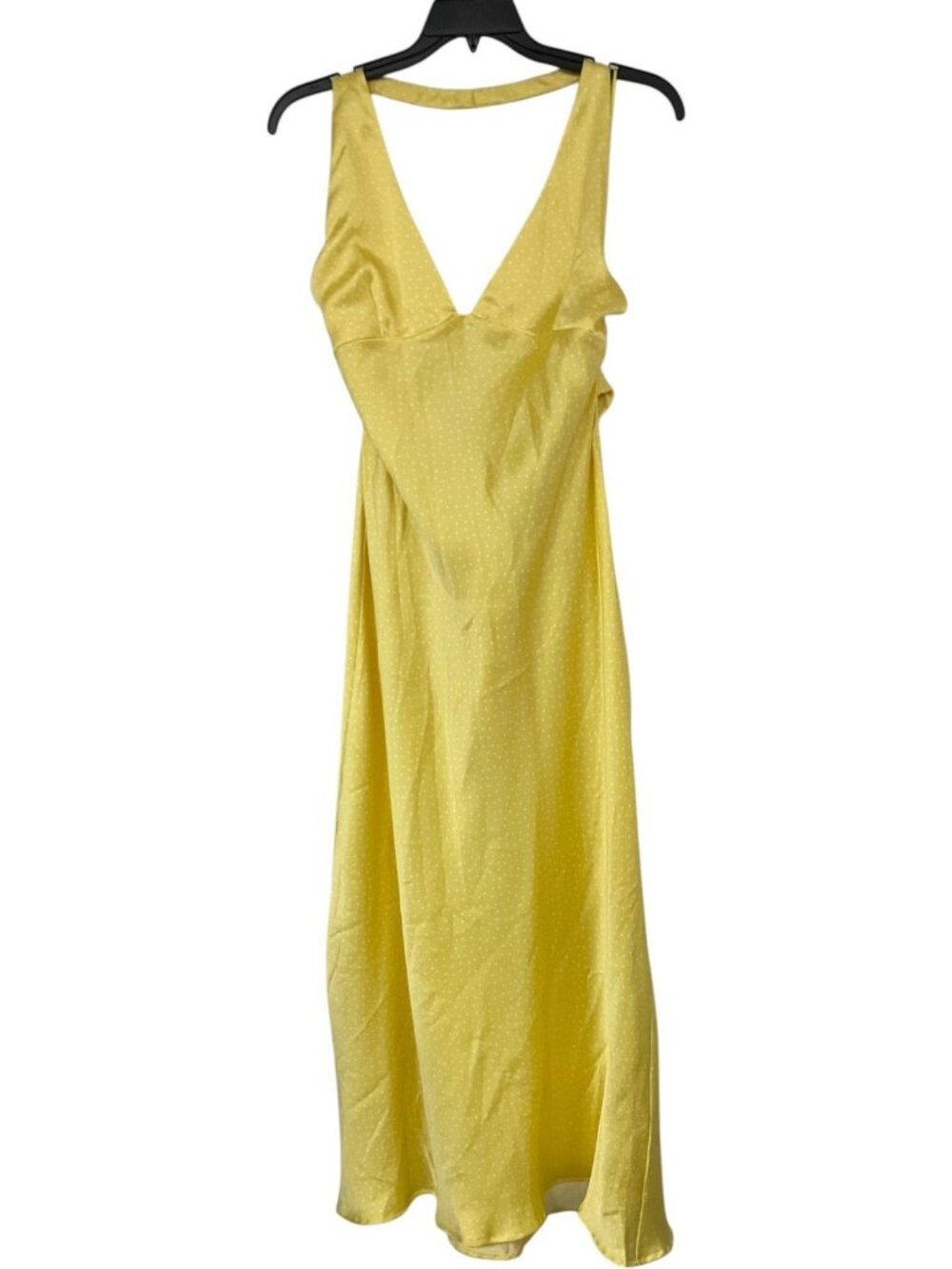 Zara Yellow Polka Dot Midi Dress Tie Back Satin Style Size XXL 3152/387 NWT